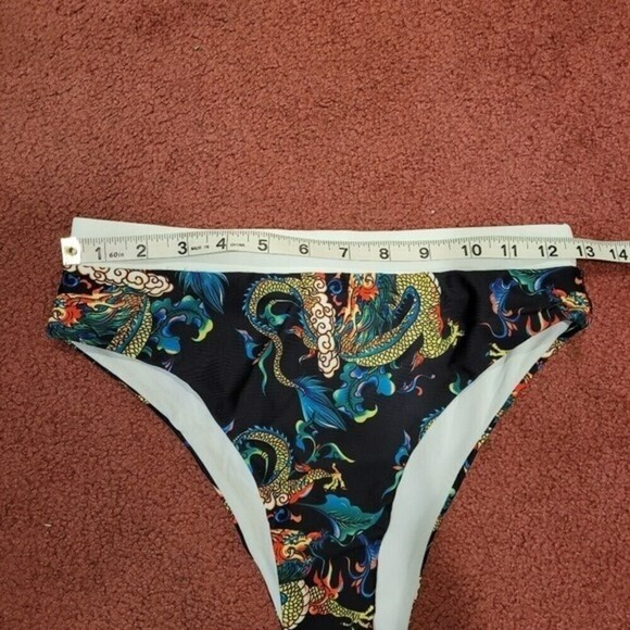 Shein Chinese Dragon Printed High Waisted Cheeky Bikini Swim Bottoms Size M - Picture 8 of 9